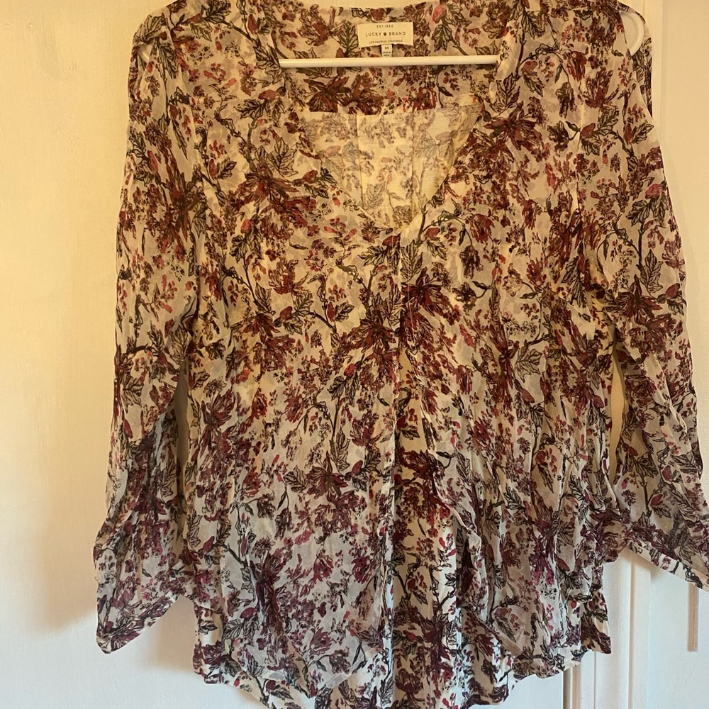 Lucky brand floral blouse size medium